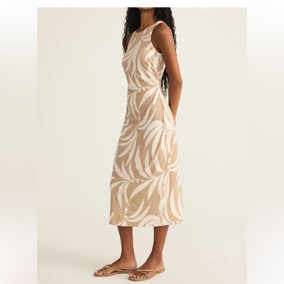 NEW Z SUPPLY adison vacances midi dress in beige - Picture 3 of 10